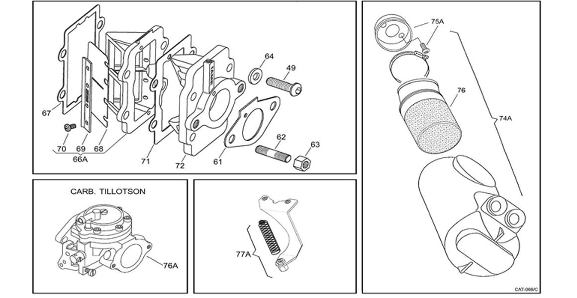 IAME KA100 Reeds, Reed Cage, Airbox, Carburetor