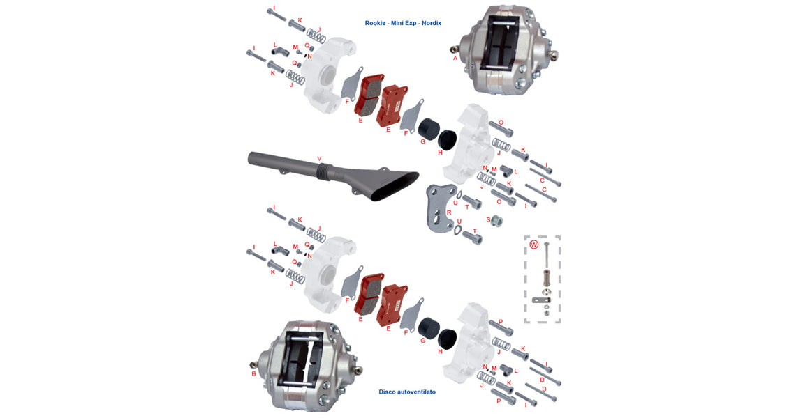 OTK Tony Kart BSM Rear Brake Caliper, Pistons, Seals, Brake Pads, Parts