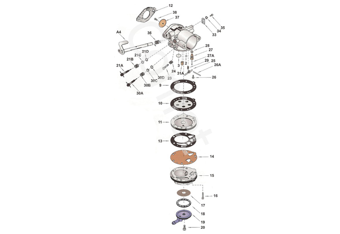 Tillotson HL 166 / HL 334 Carburetor Parts - Schematic View