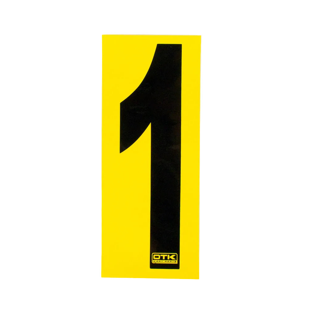 0308 OTK Stick On Kart Numbers with Yellow Background