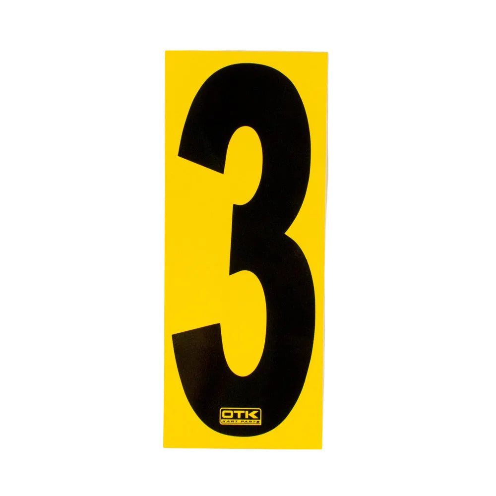 0308 OTK Stick On Kart Numbers with Yellow Background