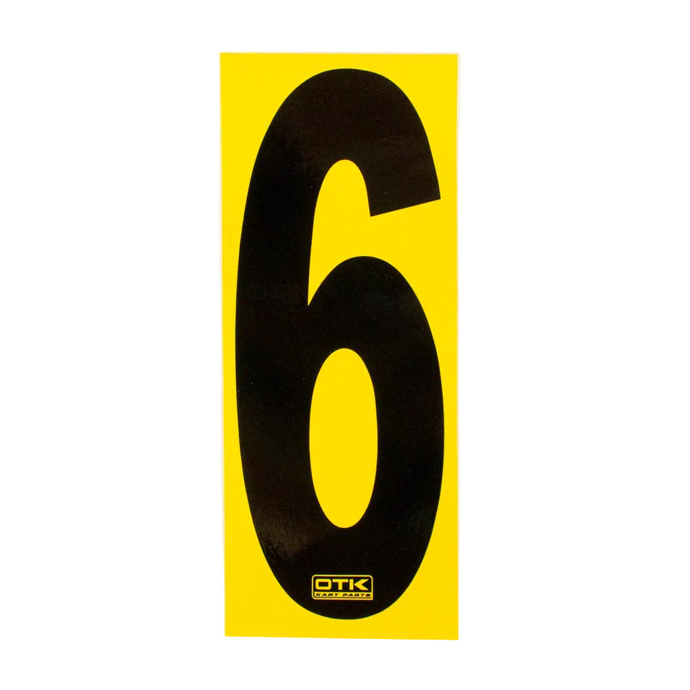 0308 OTK Stick On Kart Numbers with Yellow Background