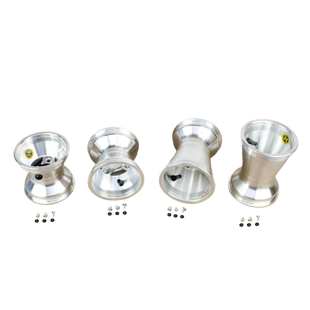 AMV (2) 130mm, (2) 180mm x 5" Cast Aluminum Spoke Wheel Set, Bolt In Hub Style