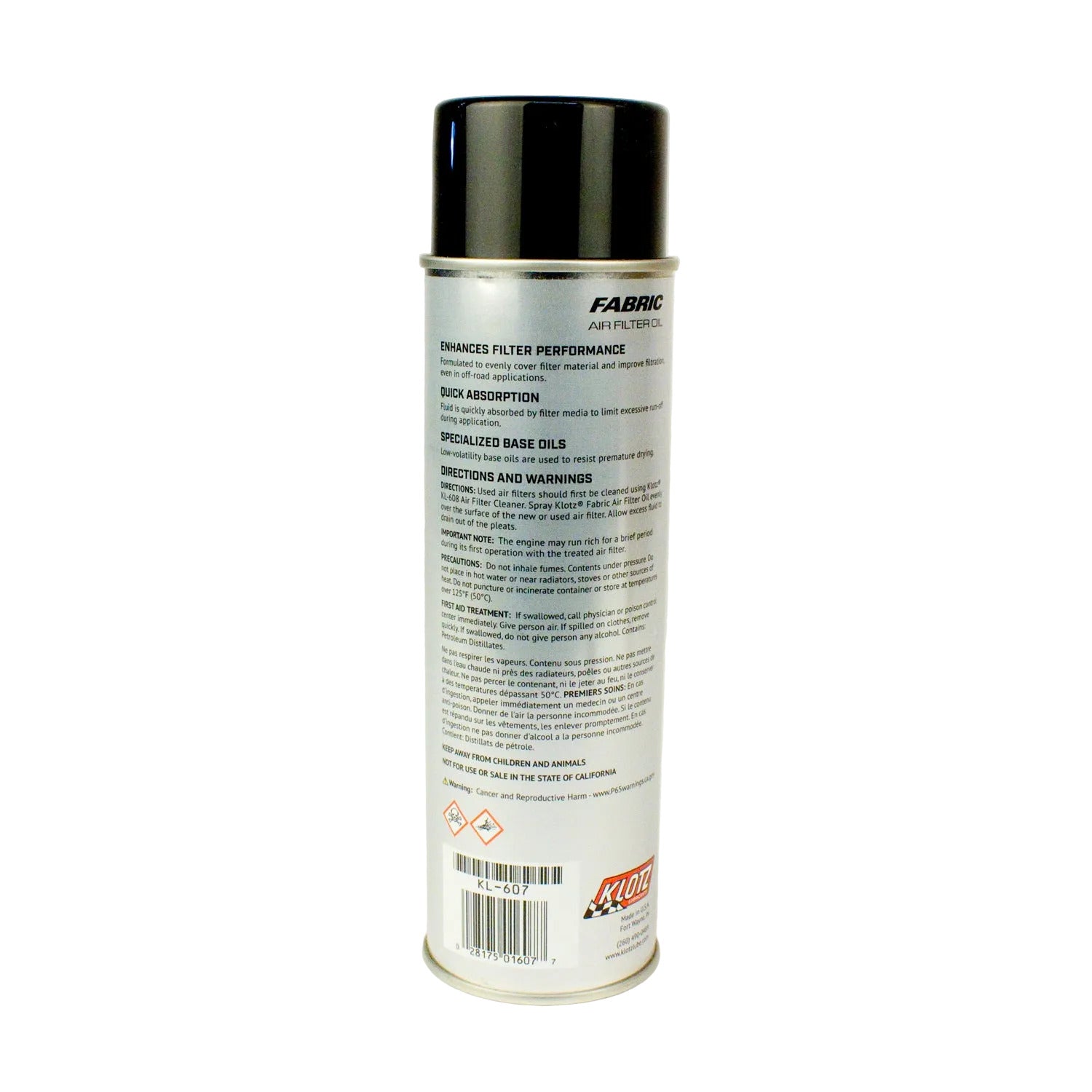 Klotz KL-607 Fabric Air Filter Oil, Case of 10 Bottles