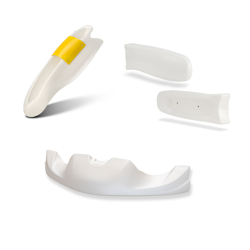 Tony Kart OTK CIK Pearl White Adult Complete Bodywork Kit 507 Nose, M7 Panel