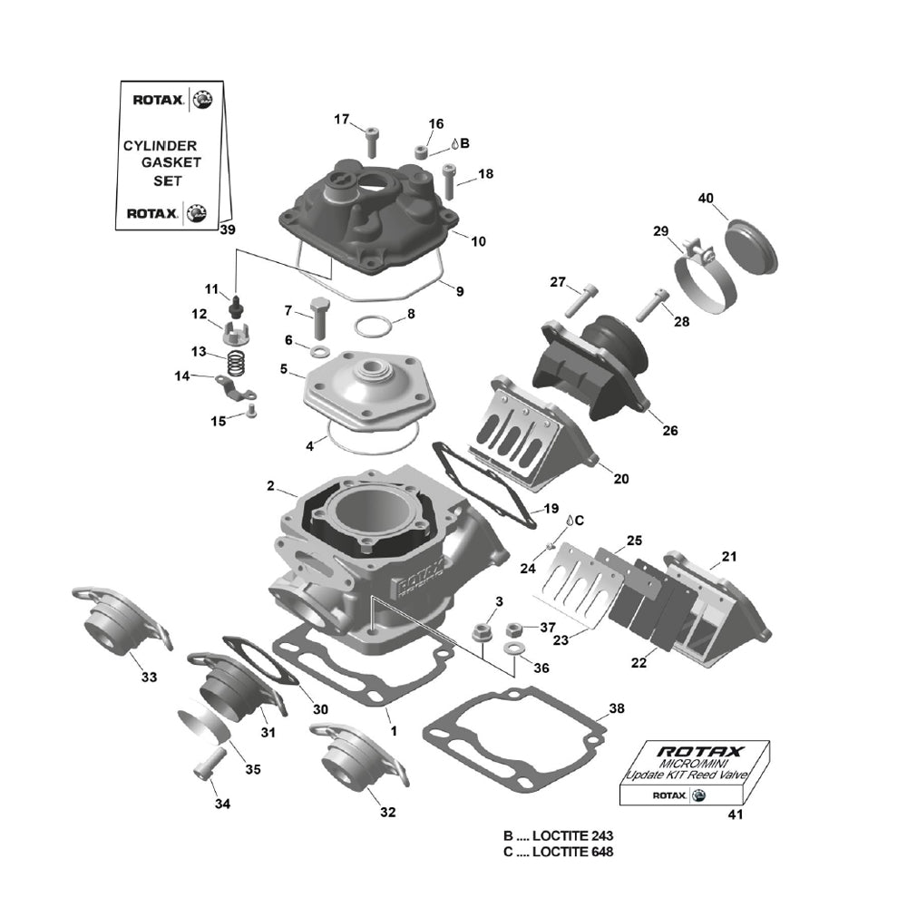 39. 296161 Rotax Max Gasket Set Cylinder Assembly