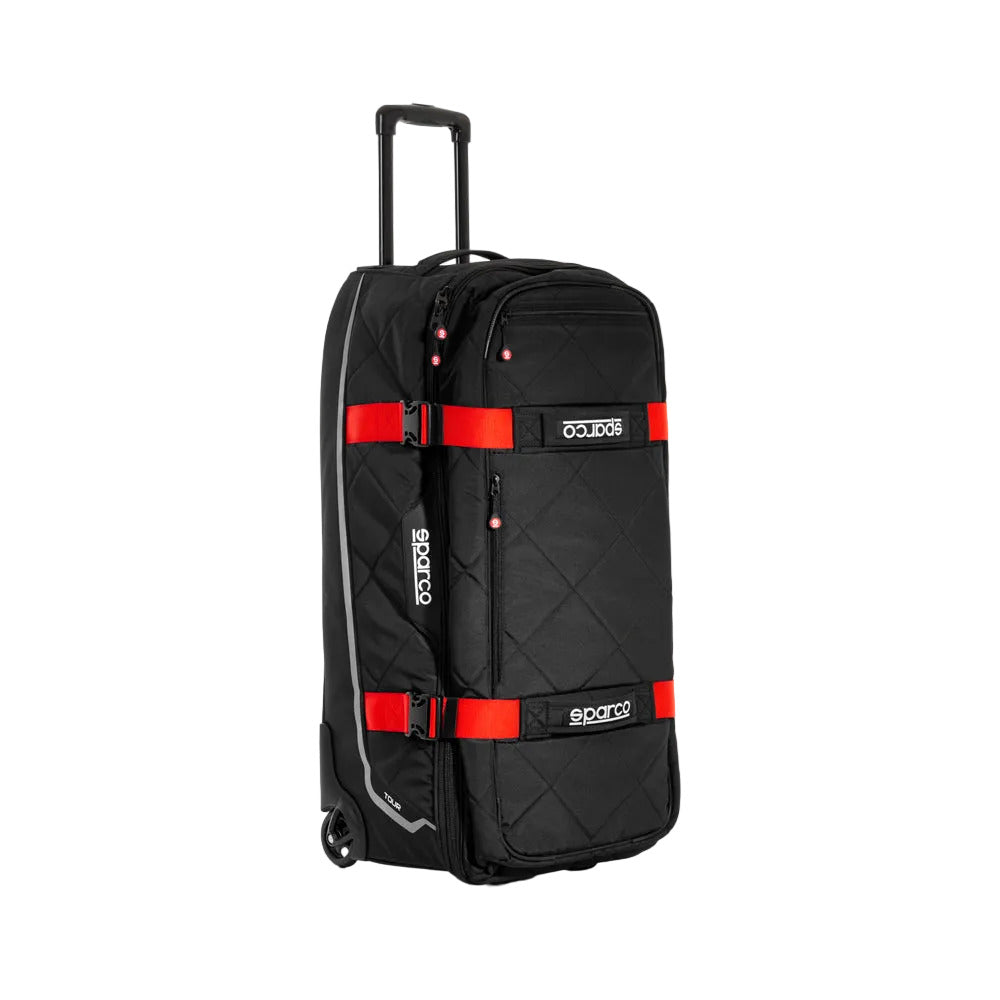 New! Sparco Tour Large Safety Equipment Roller Bag, Black / Red