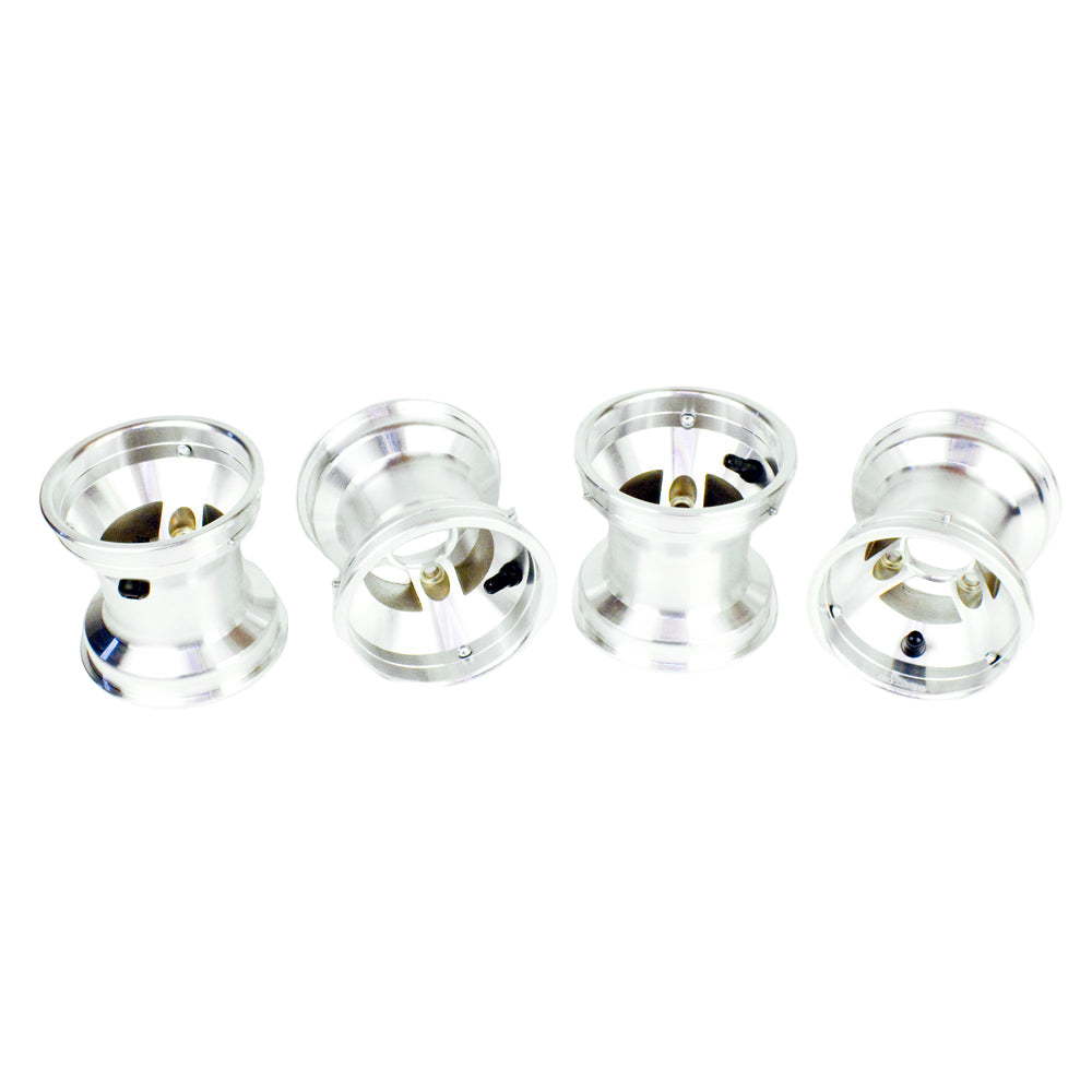 0039 (4) 130mm x 5" Cast Aluminum Spoke Metric Wheel Set, Bolt in Hub Style
