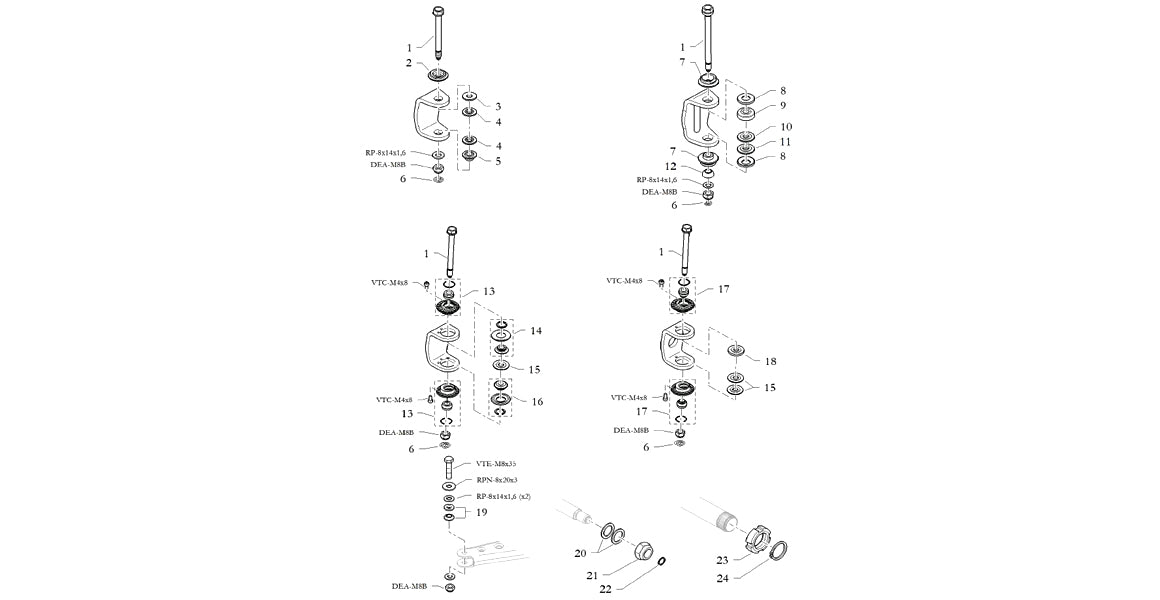 Birel ART Kart Kingpin Bolts, Washers & Pills