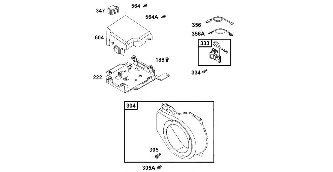 Briggs LO206 Blower Housing, Control Cover Parts