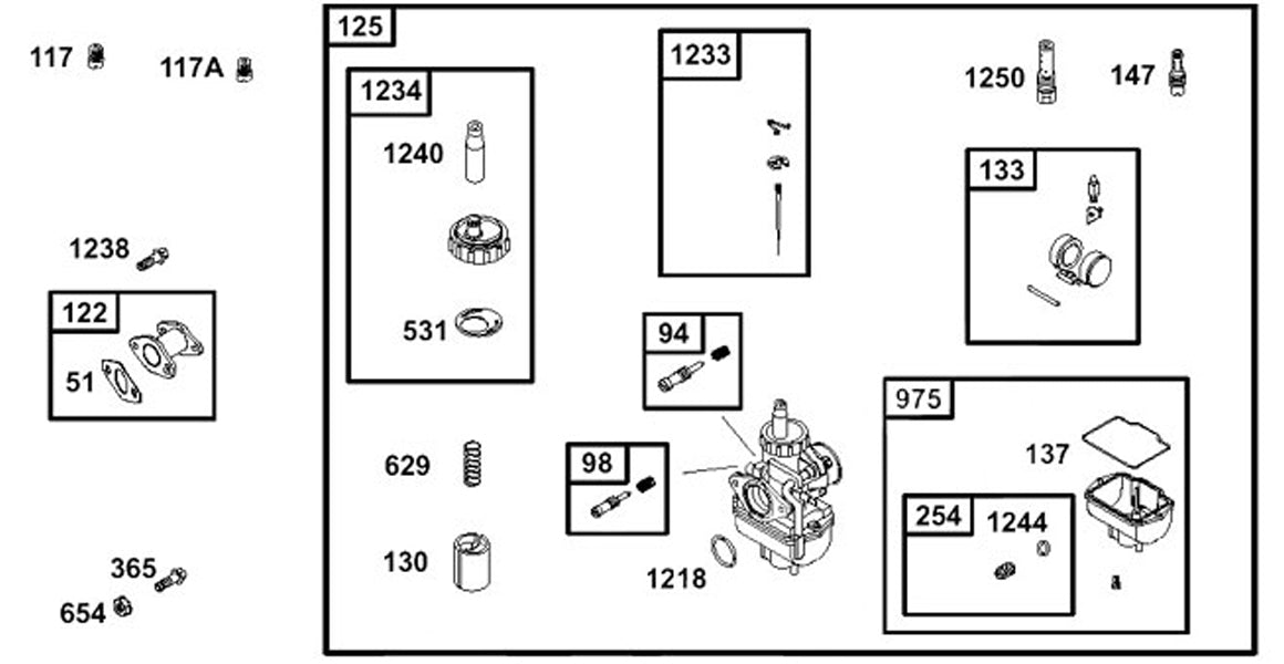 Briggs LO206 Carburetor Parts