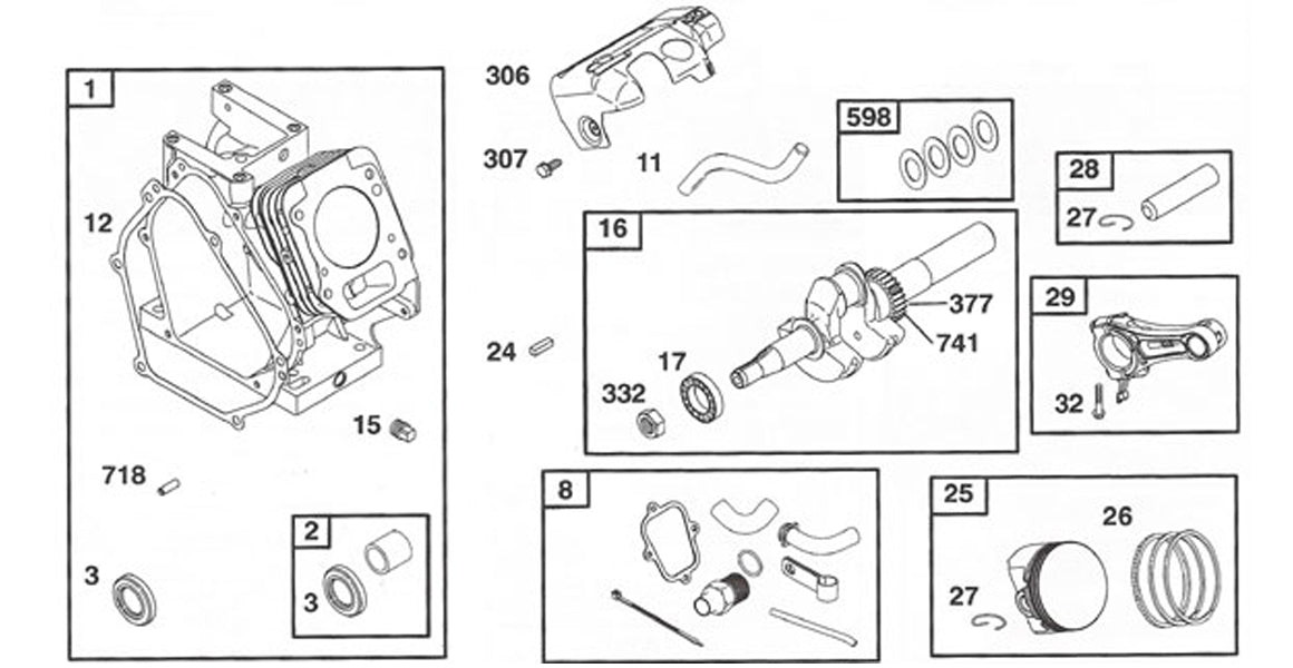 Briggs World Formula Block, Crank, Piston Parts