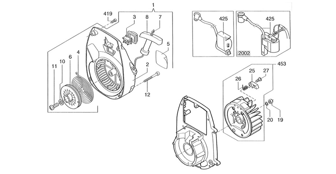 Comer C52 Starter Recoil, Ignition Parts