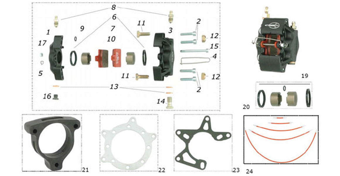 CRG Kart 2000UP Brake Caliper Parts