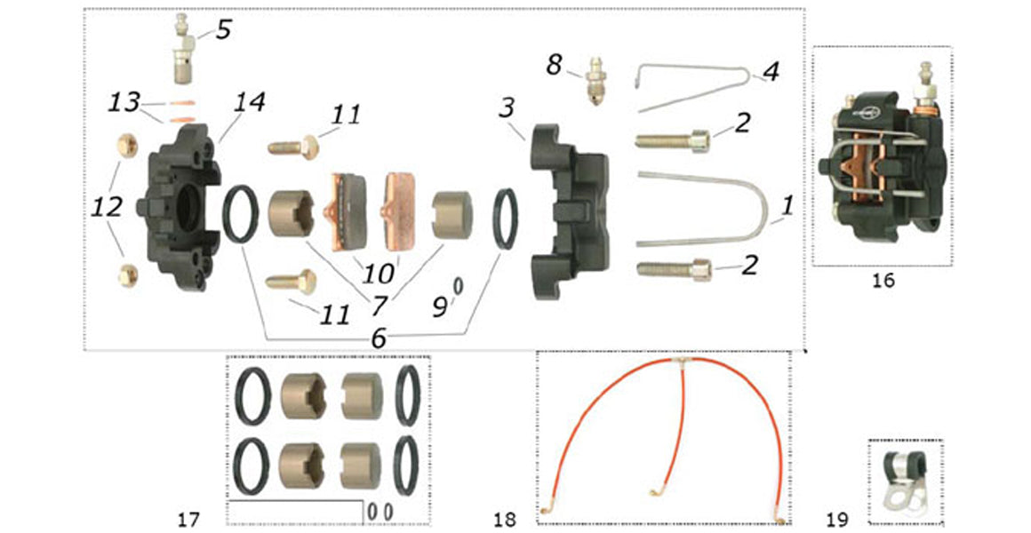 CRG Kart Ven04 Front Brake Caliper Parts