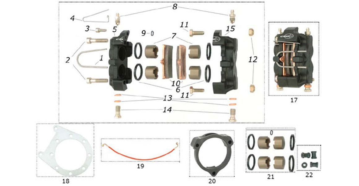 CRG Kart VEN04 Rear Brake Caliper Parts