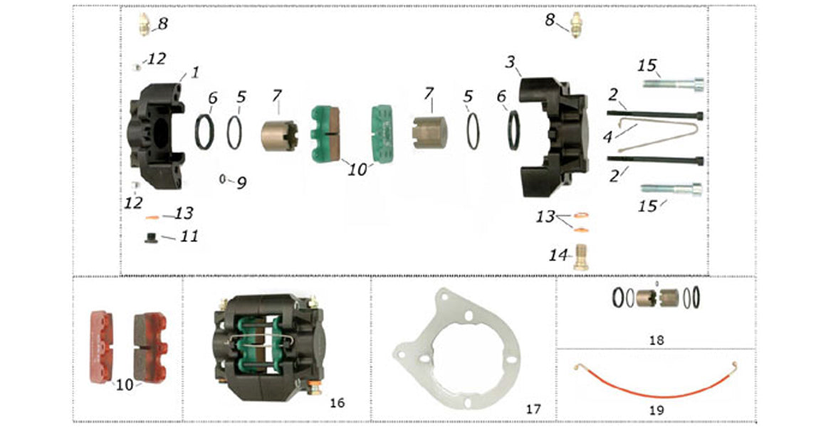 CRG Kart VEN05 Rear Brake Caliper Parts