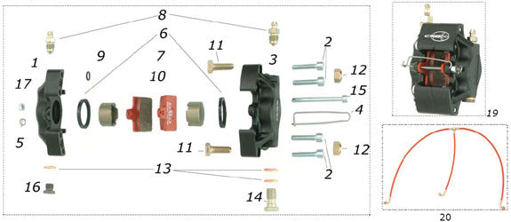 CRG Kart VEN05 Front Brake Caliper Parts