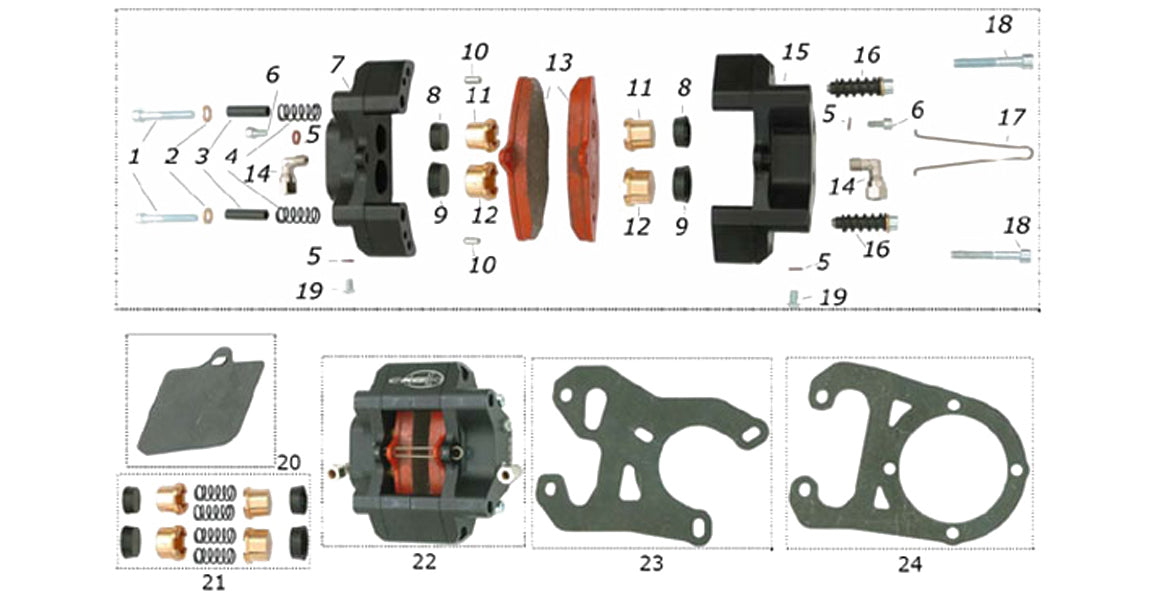 CRG Kart VEN99 Rear Brake Caliper Parts