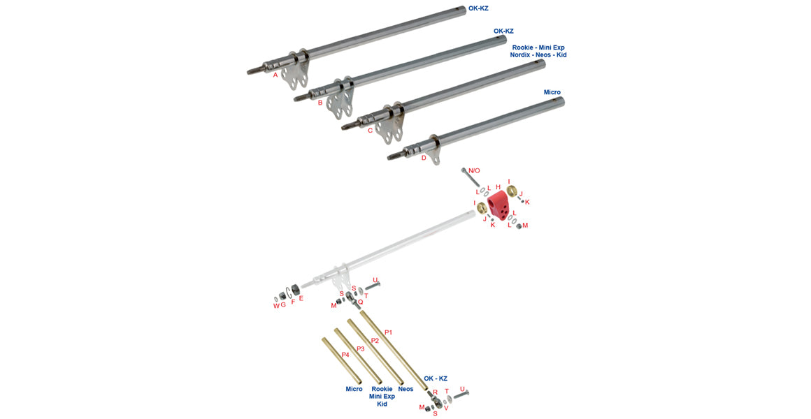 OTK Tony Kart Steering Shaft, Tie Rods &amp; Ends