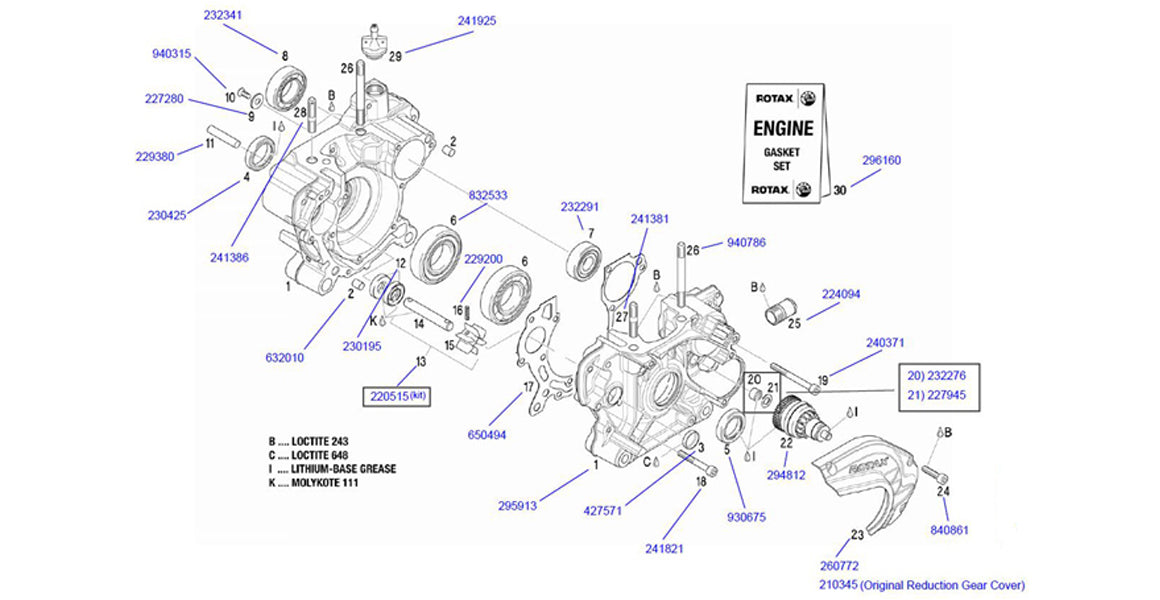 Rotax Max Crank Case Parts