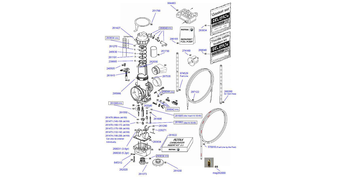 Rotax Max Dellorto Carburetor Parts