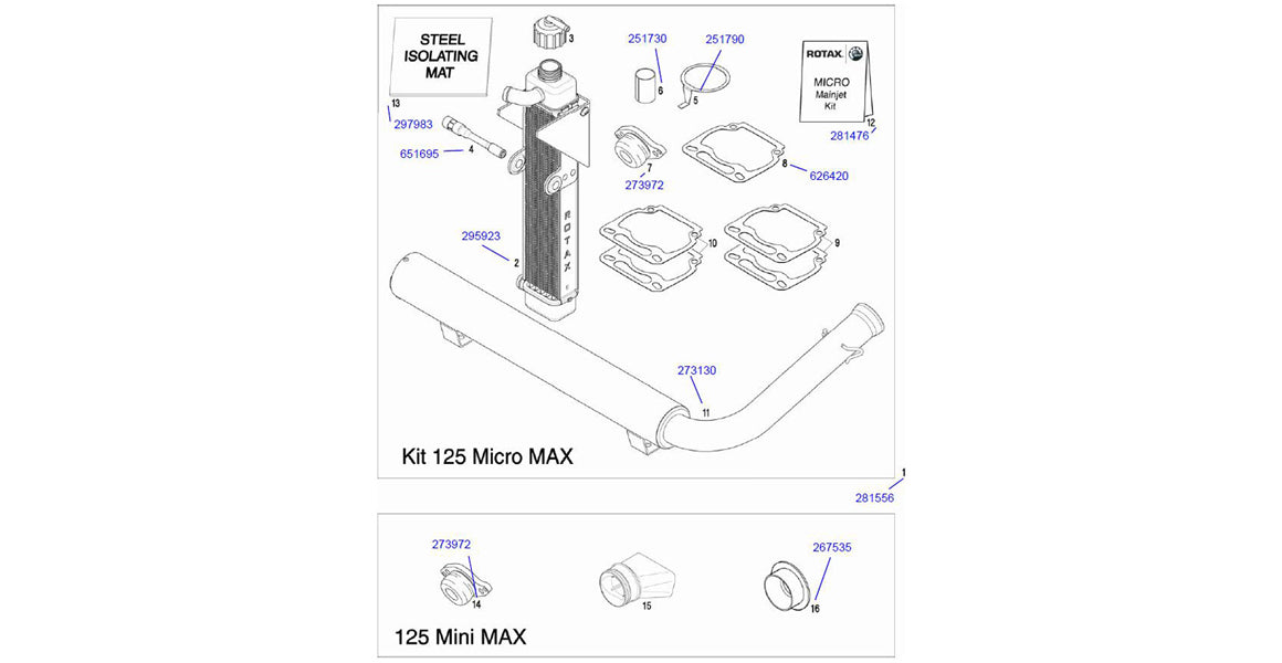 Rotax Max Micro Max Exhaust & Radiator