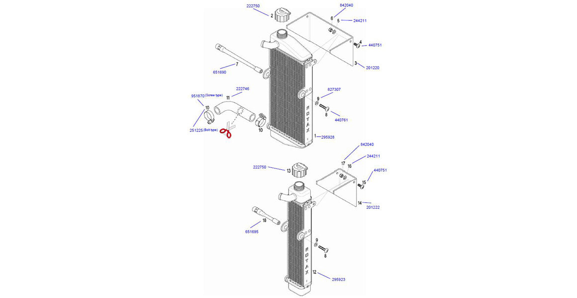 Rotax Max New Style Radiator & Parts