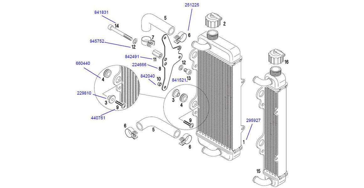 Rotax Max New Style Radiator Mounting Parts