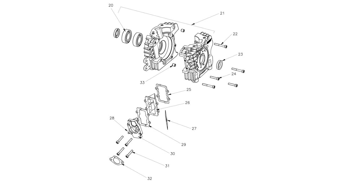 Vortex Rok VLR Crank Case, Reed Parts