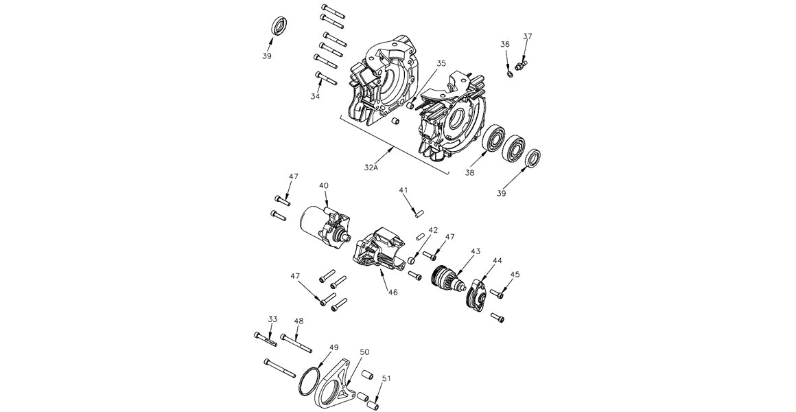 Vortex Mini Rok Crankcase, Starter Parts