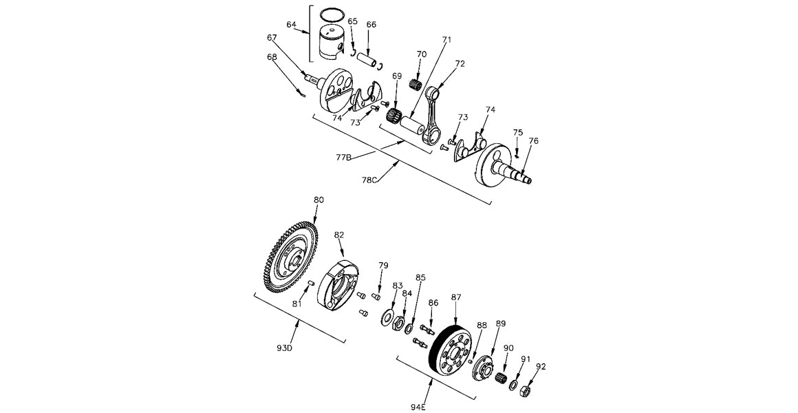 Vortex Mini Rok Crank, Piston, Clutch Parts