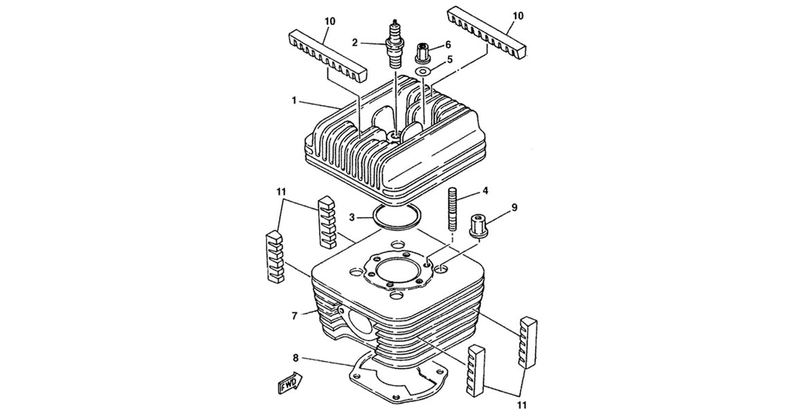 Yamaha KT100 Head & Cylinder Parts