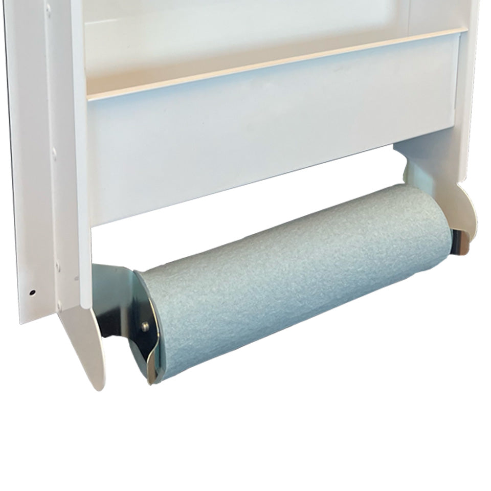 6470 Lubricant Storage with Towel Rack, White Powder Coated