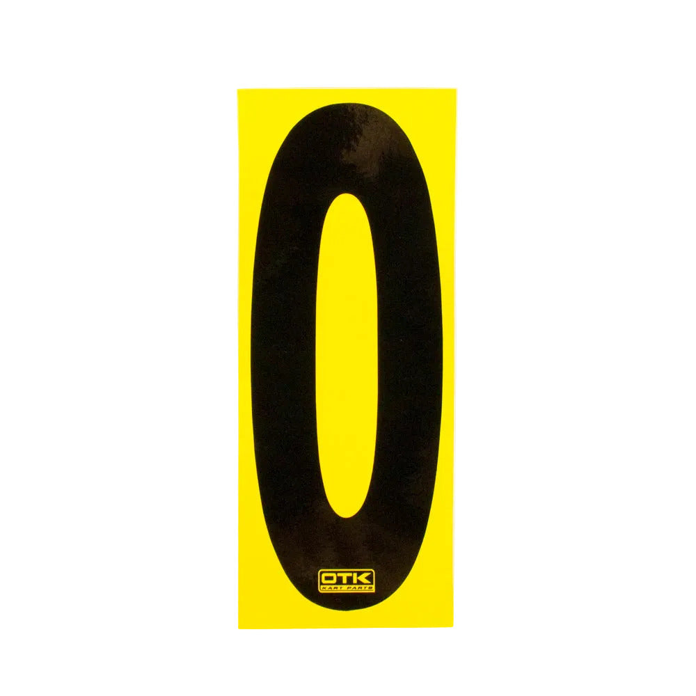 0308 OTK Stick On Kart Numbers with Yellow Background