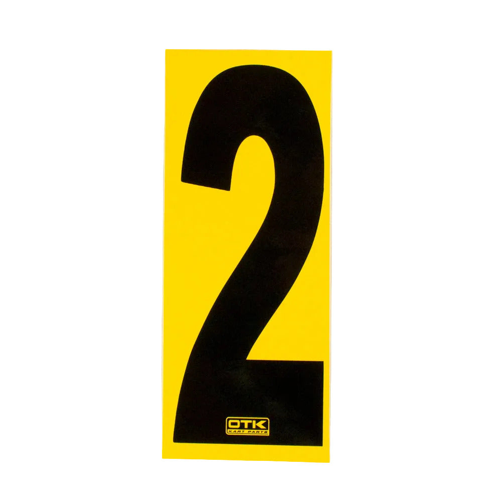 0308 OTK Stick On Kart Numbers with Yellow Background