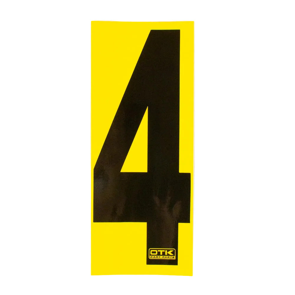 0308 OTK Stick On Kart Numbers with Yellow Background