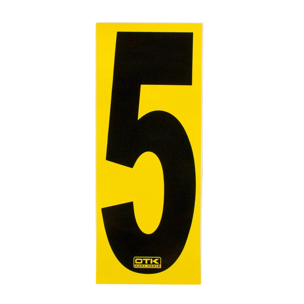 0308 OTK Stick On Kart Numbers with Yellow Background