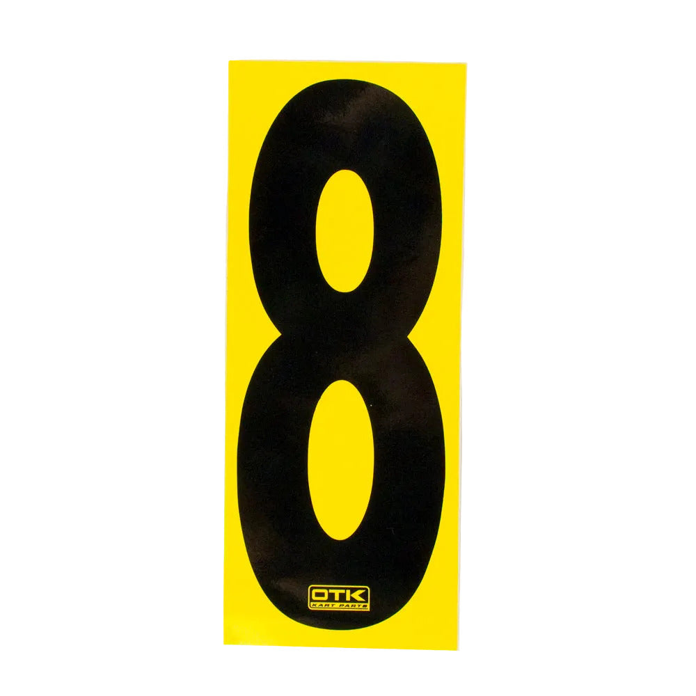 0308 OTK Stick On Kart Numbers with Yellow Background