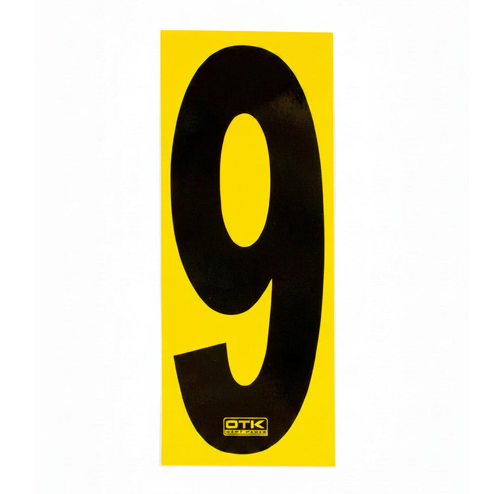 0308 OTK Stick On Kart Numbers with Yellow Background