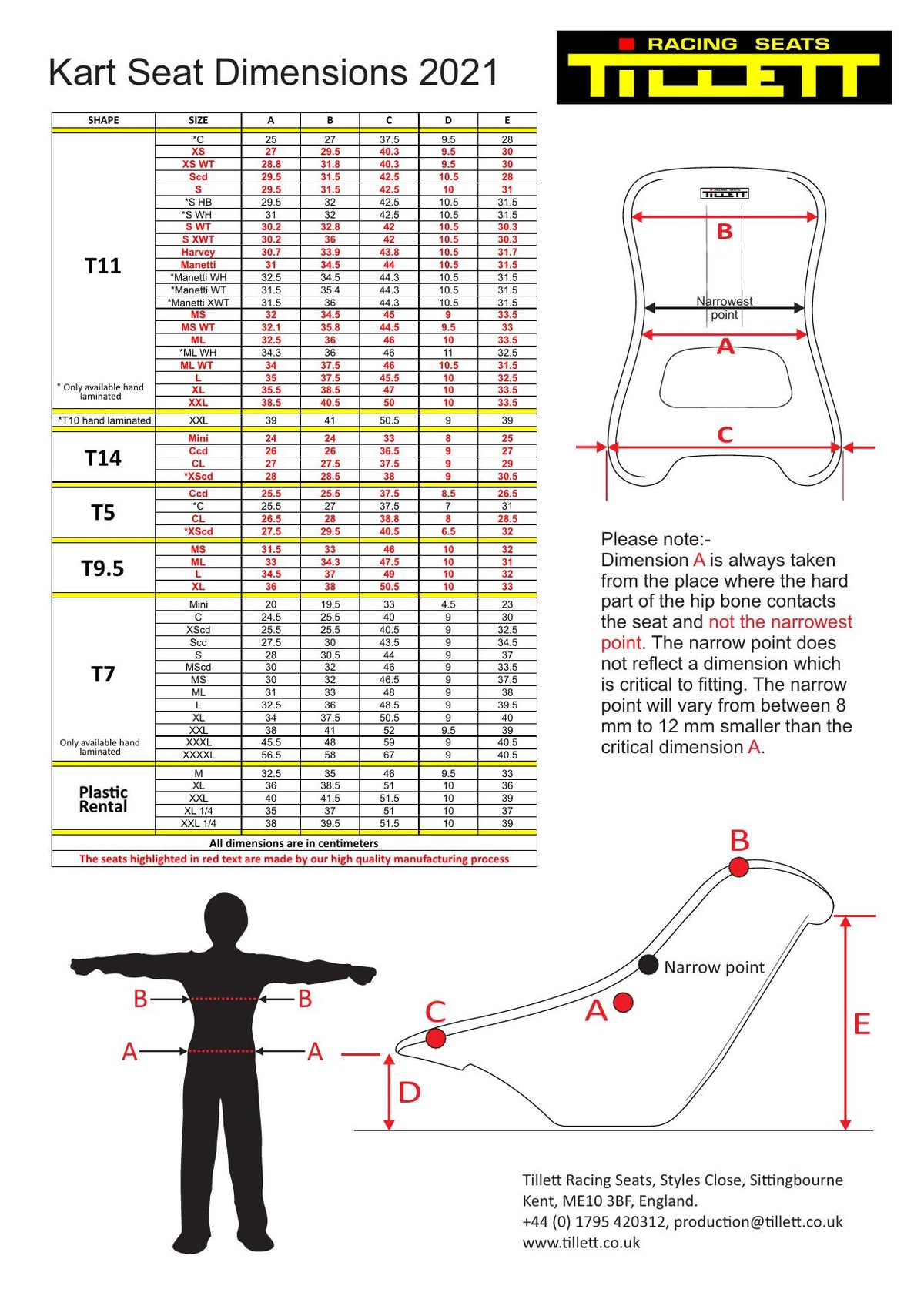 Tillet T14T Fiberglass Karting Seat - "T" Stiffness