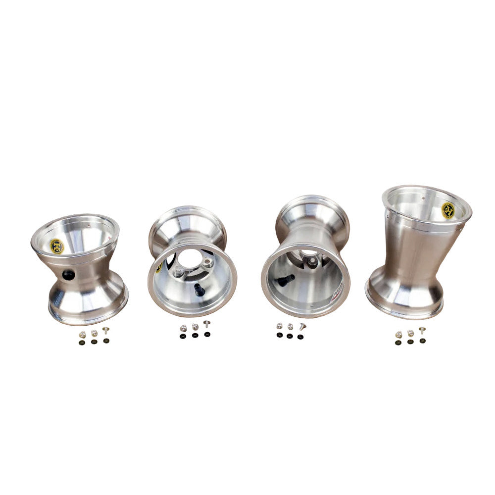 AMV (2) 130mm, (2) 180mm x 5" Cast Aluminum Spoke Wheel Set, Bolt In Hub Style