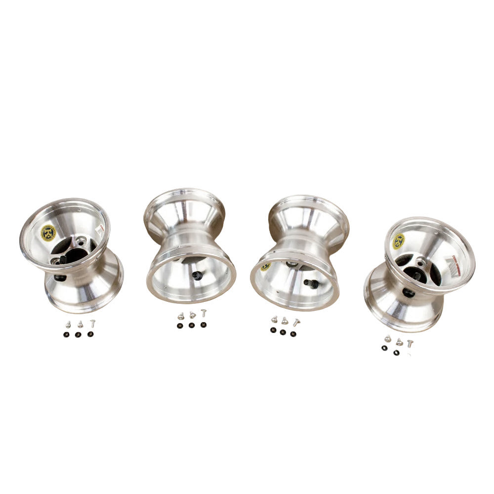AMV (4) 130mm x 5" Cast Aluminum Spoke Wheel Set, Bolt In Hub Style, Metric Pattern
