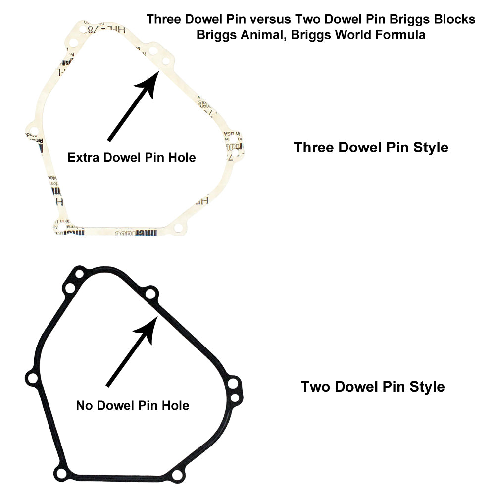 New! 12. 84011135 Briggs Animal Crankcase Gasket Gen 6, 3 Dowel Pin Style