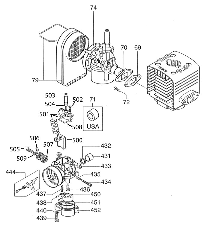 431. Comer C-51 Dellorto Carburetor Plastic Bushing