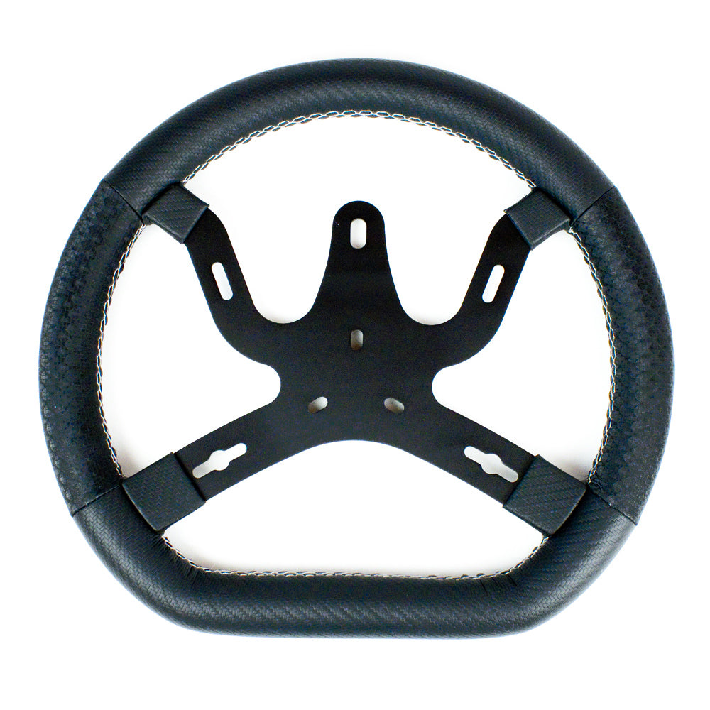 KG Karting "M6" Steering Wheel with High Grip Hand Grip Material, Carbon Look Top, Integrated Gauge Mount