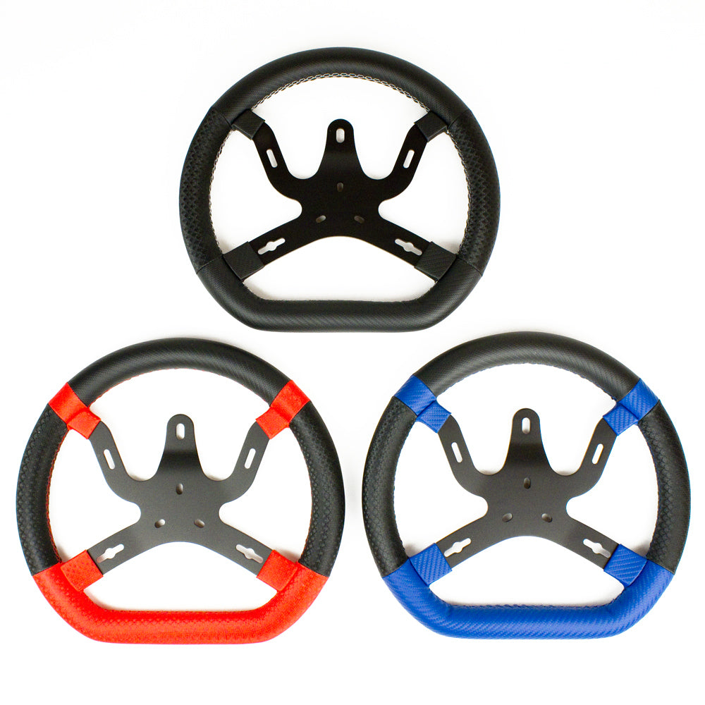 KG Karting "M6" Steering Wheel with High Grip Hand Grip Material, Carbon Look Top, Integrated Gauge Mount