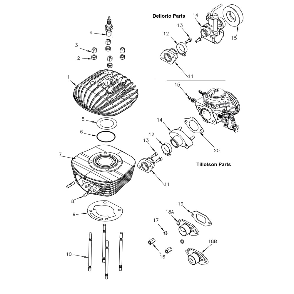 18. W750/BR2NZ Vortex MICRO Rok Restricted Exhaust Manifold