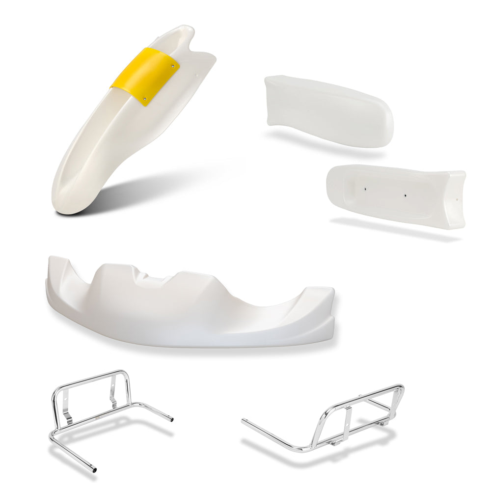 Tony Kart OTK CIK Pearl White Adult Complete Bodywork Kit 507 Nose, M7 Panel