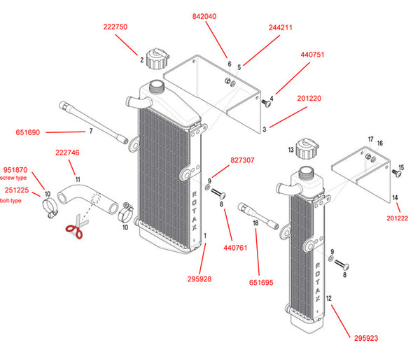 1-2. 295928 Rotax Radiator with Cap Assembly - Shop Karting Parts ...